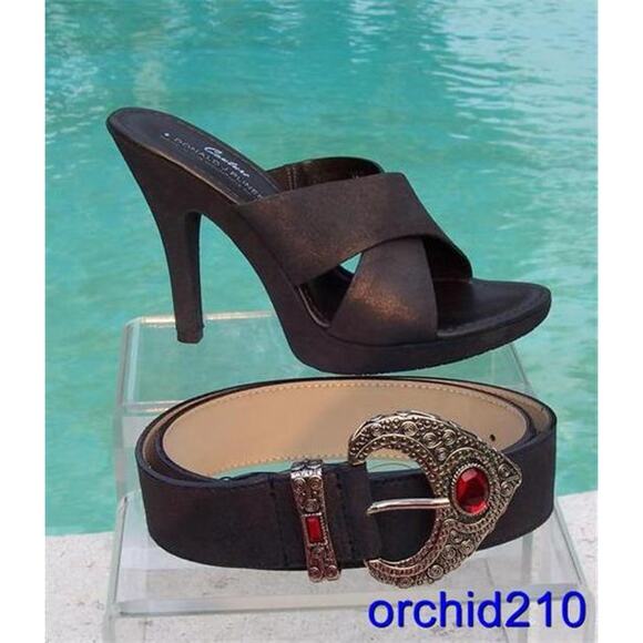 Donald Pliner Rust Distress Metallic Sandal Leather Slide Platform Shoe $275 NWT - Picture 7 of 7